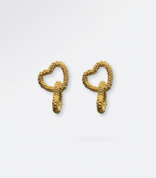 Aretes Corazón entrelazados dobles Dorados