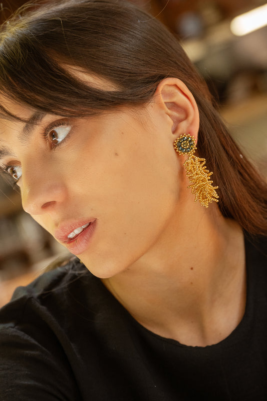 Aretes Algas Pacíficas Doradas