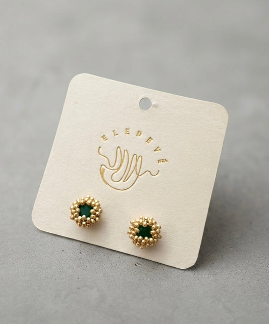 Aretes ballenatos esmeralda y dorado