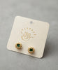 Aretes ballenatos esmeralda y dorado