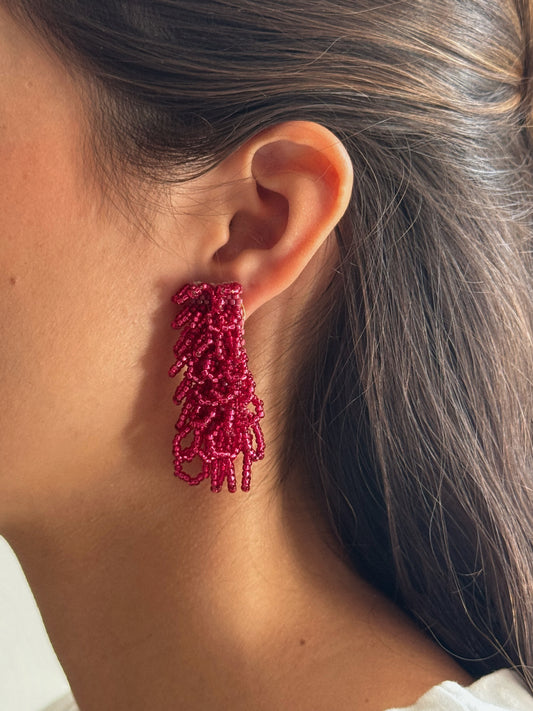 Aretes Ocaso Medianas Fucsia