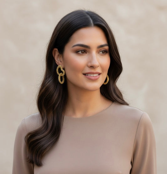 Aretes Corazón entrelazados dobles Dorados