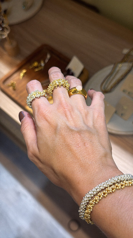 Anillo bronce oro talla 6.5 rosa