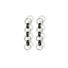 Aretes entrelazados tejidos largos verde oscuro plata