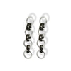 Aretes entrelazados tejidos largos verde oscuro plata