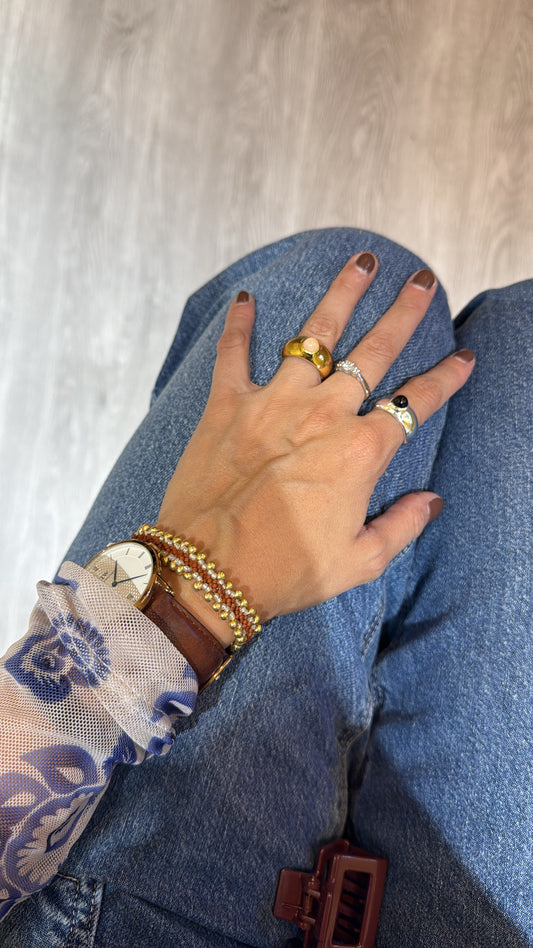 Anillo bronce oro talla 6.5 rosa