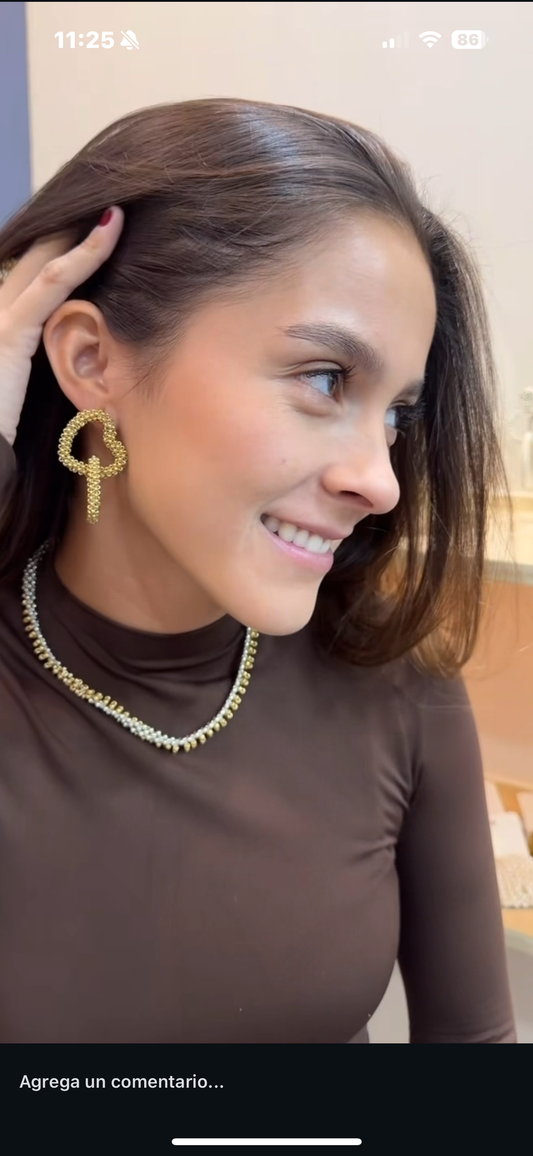 Aretes Corazón entrelazados dobles Dorados