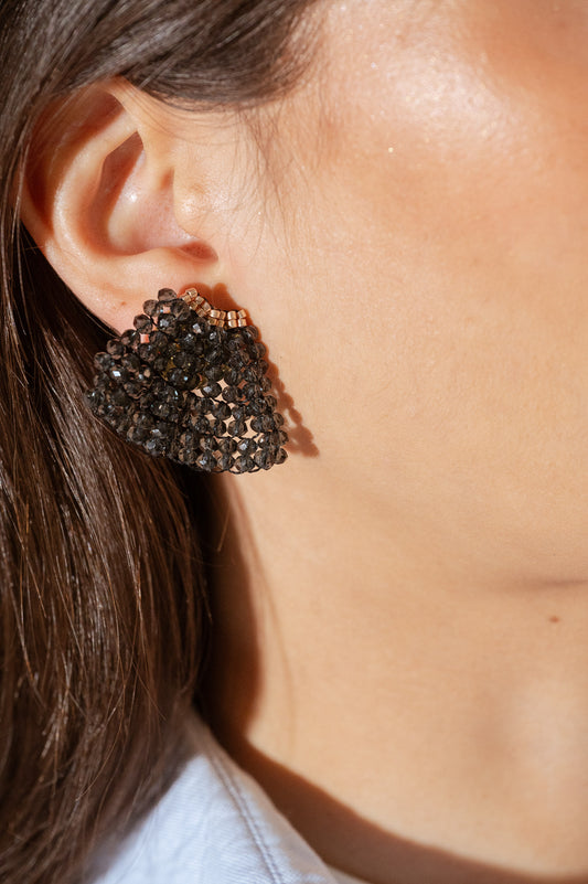 Aretes Retro Muranos Azul Oscuro