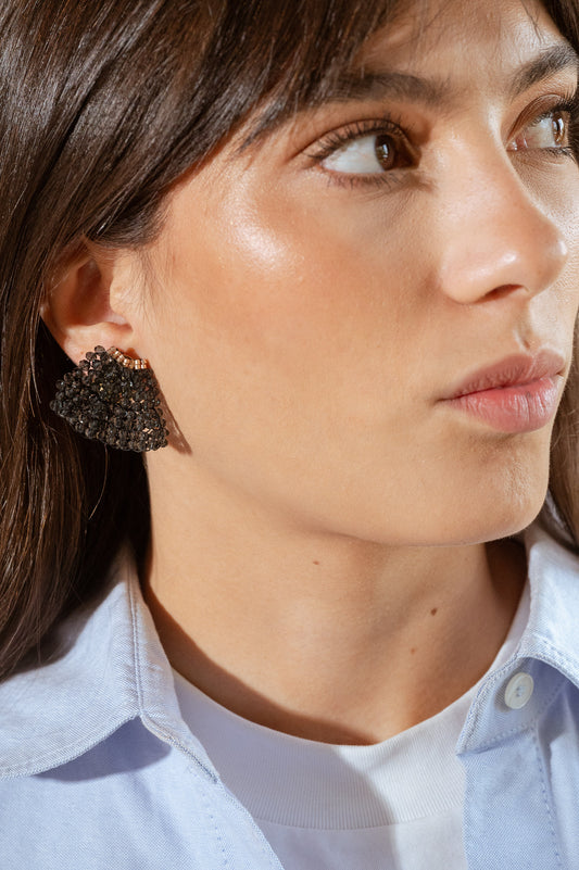 Aretes Retro Muranos Azul Oscuro