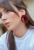 Aretes aros rojo brillante murano