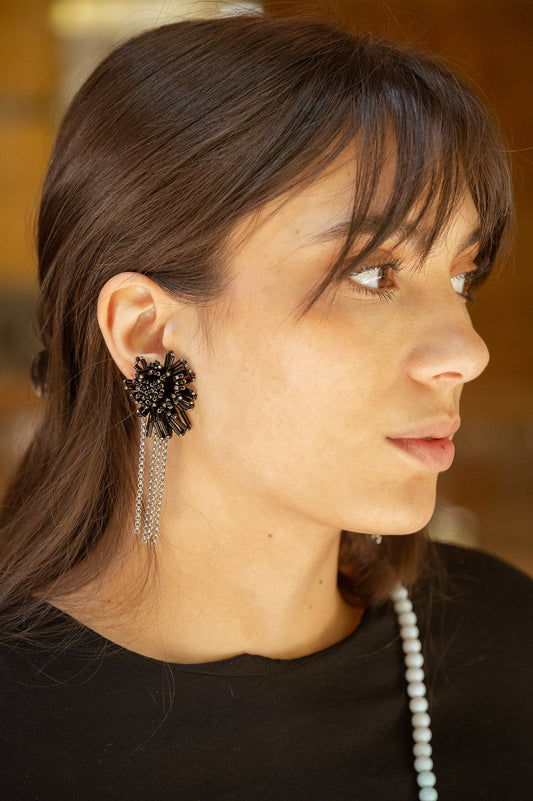 Aretes canutillo negro largos