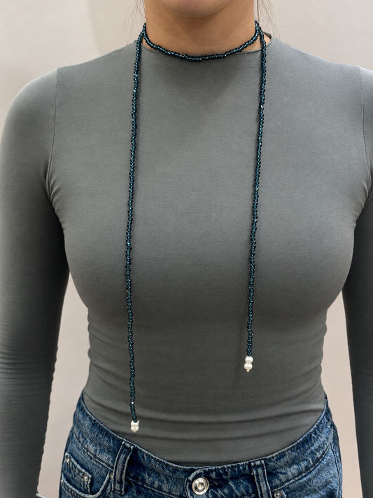 Collar Largo Murano Azul Oscuro