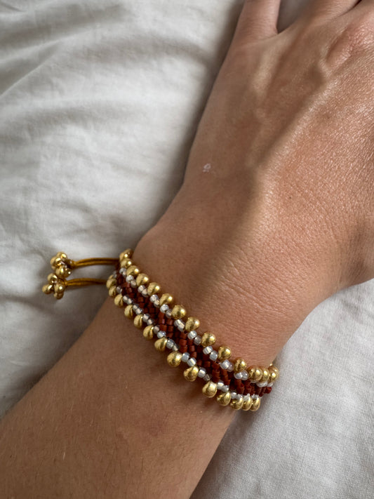 Pulsera Tierra Terracota y Dorado