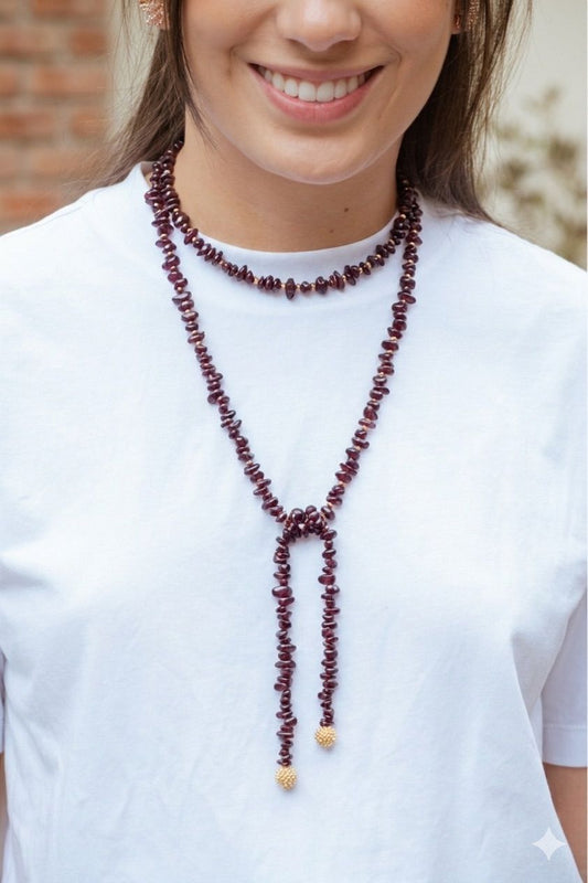 Collar Largo Morado Granate