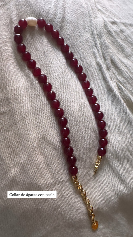 Collar Ágatas Perlas